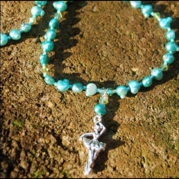 Handmade Ballerina in Aqua Nutcracker Christmas Necklace - Picture 10 of 12